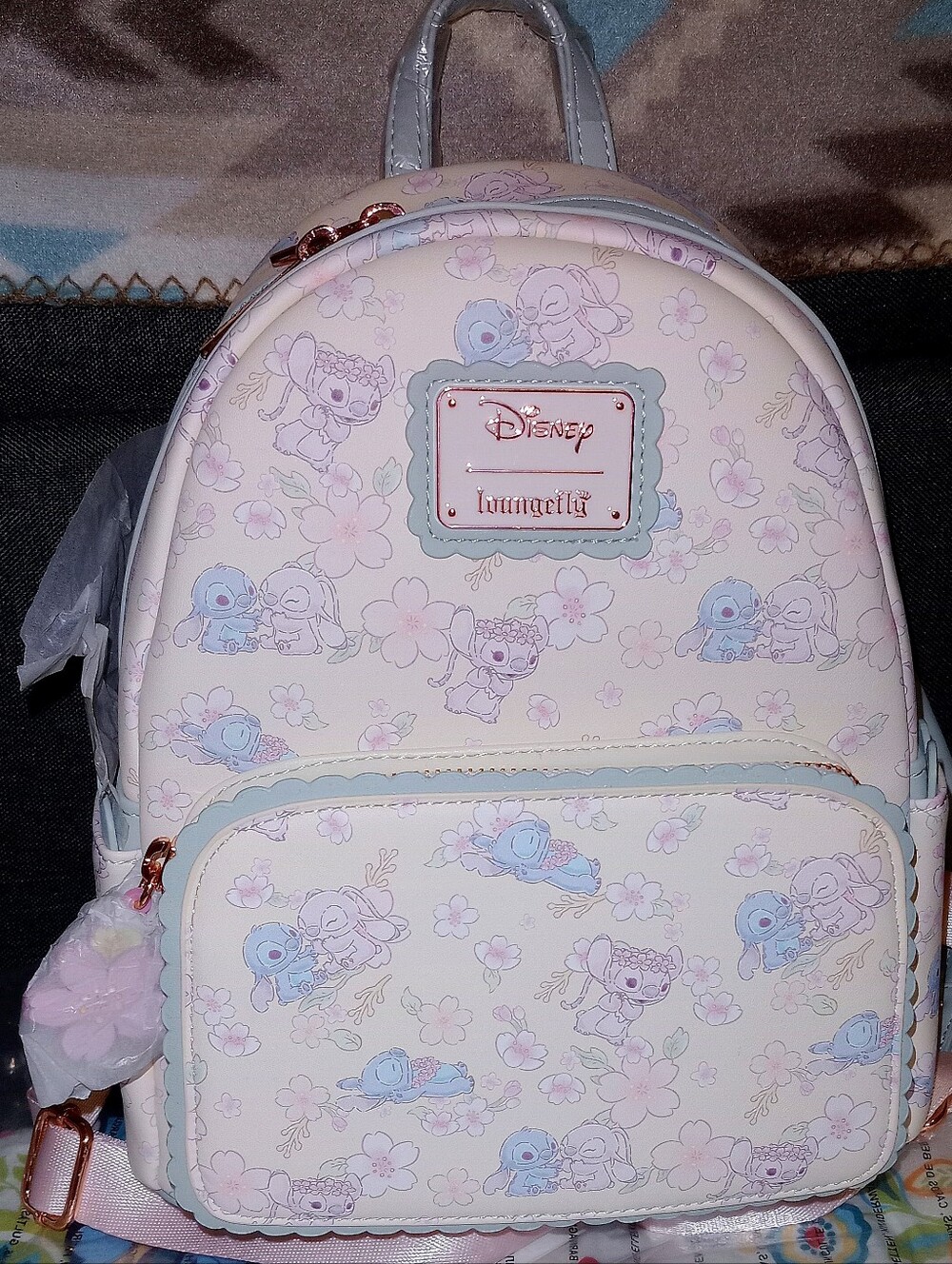 Disney Angel and Stitch Cherry Blossom Loungefly backpack NWT